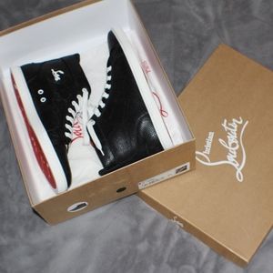 SOLD - Christian Louboutin Men Black Leather Flat Sneaker
